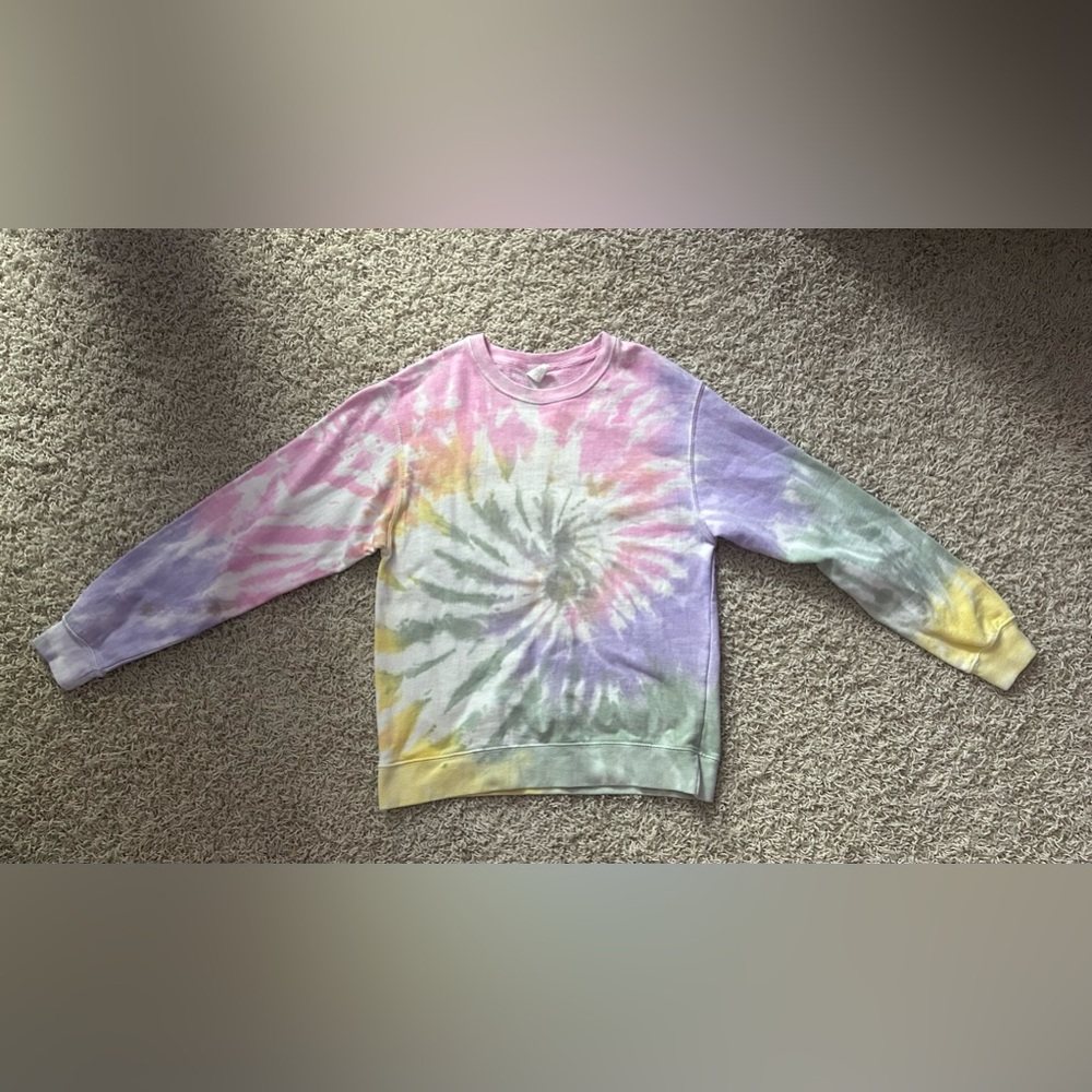 dreamside kids Girls XL Pink, Green, Purple, and Yellow Tie Dye Sweatshirt